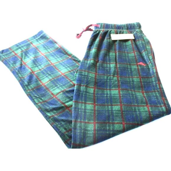 Tommy Bahama Men's Green Blue Plaid Soft Fleece Relax Lounge Sleeping Pants NWT - Picture 1 of 4